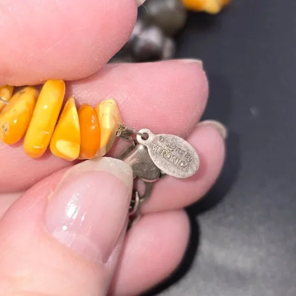 Baltic Amber Nugget Necklace Sterling Silver Beads And Heart Clasp - Picture 2 of 8
